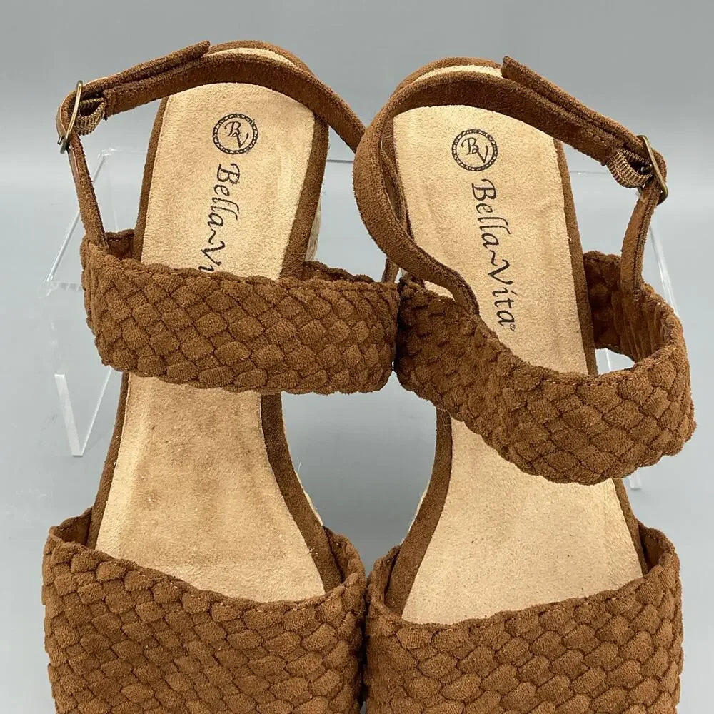NEW Bella Vita Women’s Mariela Espadrille Wedge Sandals Brown Size 11W
